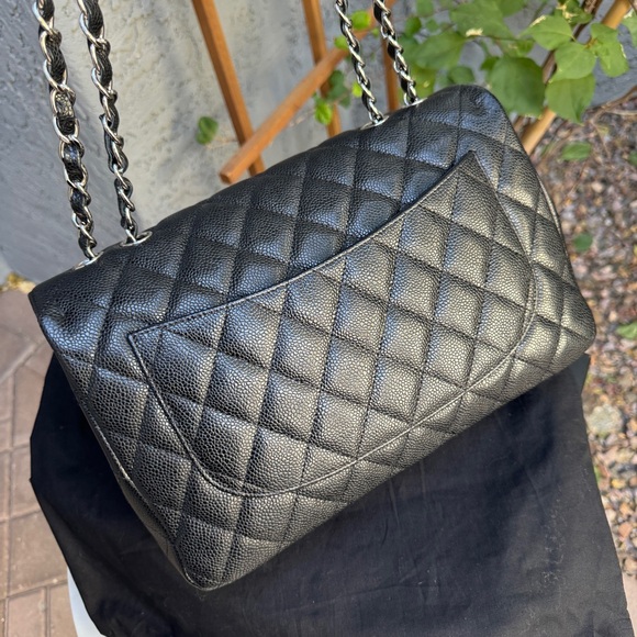 SOLD Chanel Caviar Leather Jumbo Single Flap Shoulder Bag - Picture 6 of 16